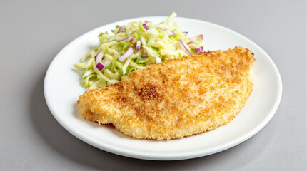 Delicious Crispy Breaded Fillet Served with Fresh Coleslaw healthy eating