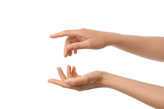 Hands reach out, highlighting connection, isolated on white, PNG