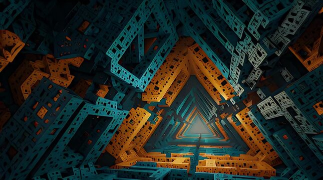 Abstract Fractal Tunnel - A Journey Through Geometric Dimensions.