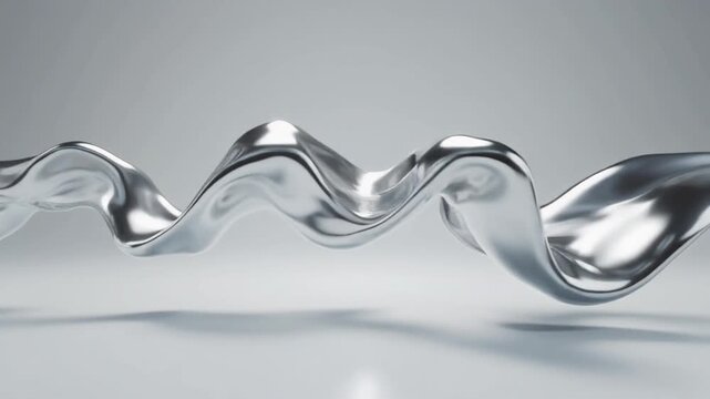 Abstract Video Featuring Mercury-Like Liquid Flowing Like Drifting Smoke on a Clean White Studio Background Loop