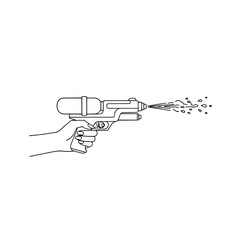 Icon of a beautiful female hand shooting a water gun, representing fun and summer activities