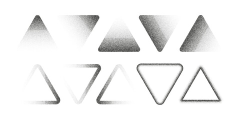 Soft grainy triangles with halftone fade and stipple texture. Abstract geometric shapes with dot gradient and subtle noise, perfect for modern graphic design and minimal layouts