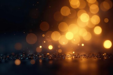 Abstract golden lights, soft focus, dark backdrop, soft, elegant