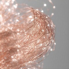 Sparkling Cluster: Tangled Wires Glowing in Delicate Rose Gold