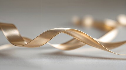 Silken Swirl: Elegant Champagne Ribbon on a Soft Backdrop