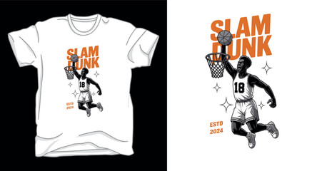 Slam dunk basketball graphic vector art t-shirt design print