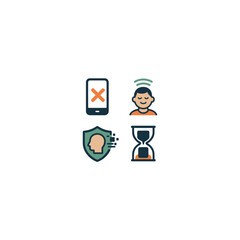 Online safety and security vector icons set (50 chars)