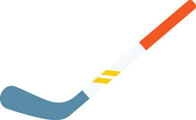 Blue and orange hockey stick with yellow stripes on white sport ice hockey