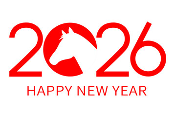 2026年午年　年賀状テンプレート（2026 馬のシルエット B / 横型）