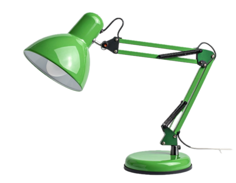 Isolated Green Desk Lamp with Adjustable Arm and Retro Style - Powered by Adobe