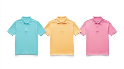 tee shirt set with front, back, and side views cutout in a white background, simple pastel gradient isolated on a white background