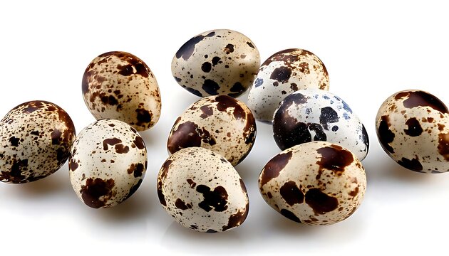 Isolated quail eggs.  Quail egg collection against a clear backdrop