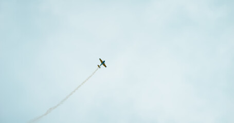 Aeroclub of Romania doing acrobatics and aerobatic demonstrations at the Air Show. Hawks of Romania at Bucharest International Air Show BIAS.