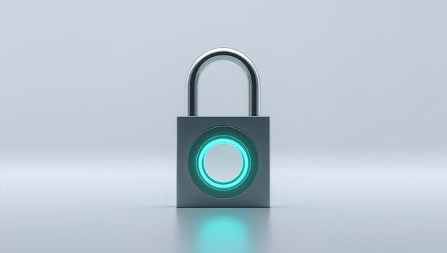 Cyber security lock shines a bright, modern teal, representing digital protection and secure data encryption for technology businesses and privacy solutions - Powered by Adobe
