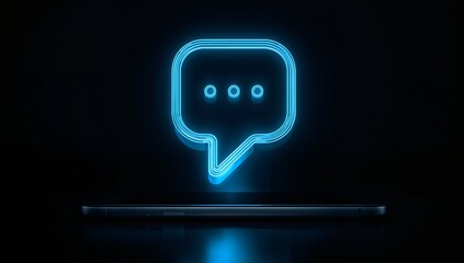 Illuminated chat bubble on a phone screen inviting conversation and connection in a sleek digital display, ideal for modern communication concepts