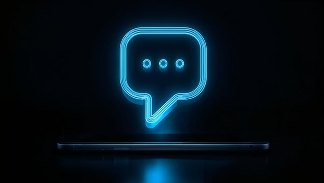 Illuminated chat bubble on a phone screen inviting conversation and connection in a sleek digital display, ideal for modern communication concepts