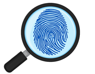 Isolated Fingerprint under Magnifying Glass Crime Investigation