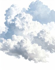 Fluffy, white clouds against a pale sky background