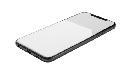 a modern smartphone with a blank screen isolated on a transparent background. Ideal for technology, mobile devices, app design, and digital projects.