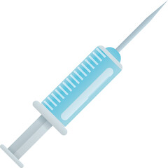 Medical Syringe With Blue Liquid and Needle on White Background With No Watermarks
