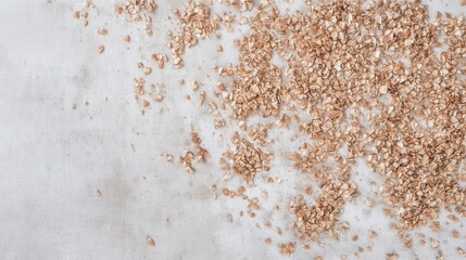 Raw buckwheat flakes on white background isolated. Generative AI