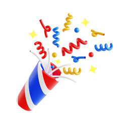 Fototapeta premium 3D Rendering of Party Popper with Confetti