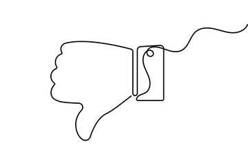 Thumbs up hand symbol in continuous one line drawing with clean minimalist outline illustration with white background
