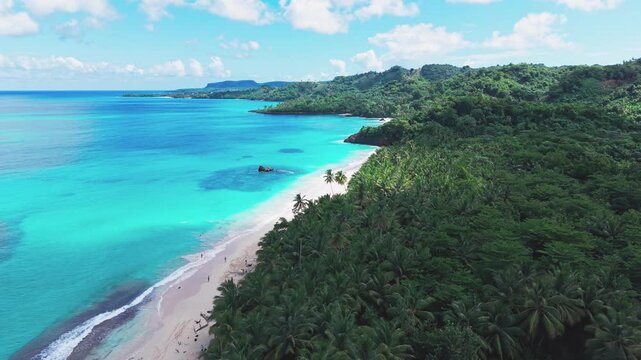 Playa Rinc&oacute;n , Dominican Republic, Samana. Beach Drone 4K footage