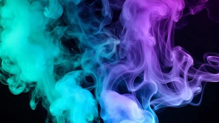 Colorful swirling smoke against black background - Powered by Adobe