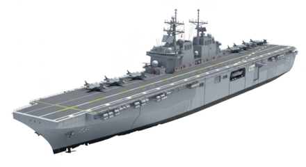 Modern amphibious assault ship isolated on transparent background