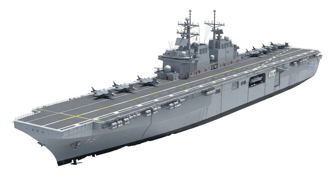 Modern amphibious assault ship isolated on transparent background
