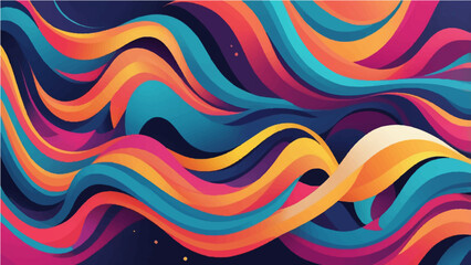 Abstract colorful vector wave pattern design illustration for a bright rainbow decoration banner backdrop