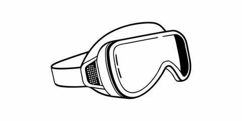 Obraz premium Illustration of ski goggles with a strap and ventilation holes on the side in black and white style