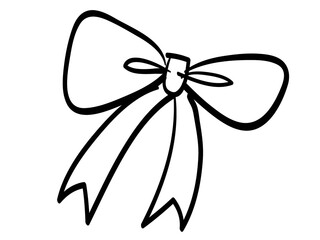 Black bow is drawn on a white background