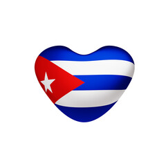Cuba flag of Heart-3D illustration. 3d render.