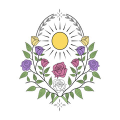 A vintage style illustration showing sun roses