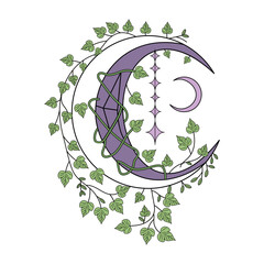 A vintage style illustration representing moon