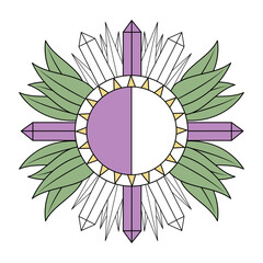 A vintage style illustration depicting sun crystal