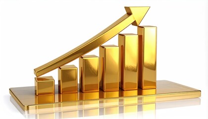 Shiny, golden chart showing upward growth trend