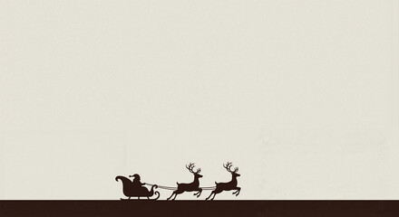 Sleigh with reindeer silhouetted against a neutral background  