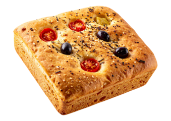 Traditional focaccia loaf isolated object