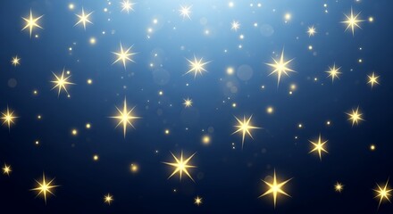 Christmas stars background, glowing star shapes, deep blue gradient