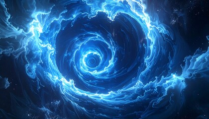 Dramatic blue swirling portal in outer space