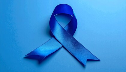 Blue Awareness Ribbon on Light Blue Background
