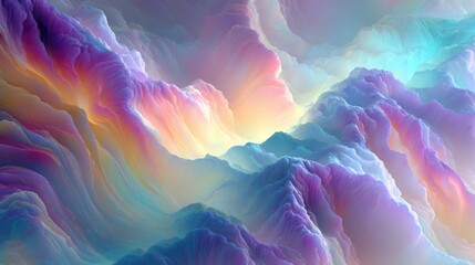 Abstract fractal background iridescent gradient organic fluid digital art colorful wallpaper design