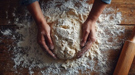 Form the dough baking process bread making hands kneading flour culinary