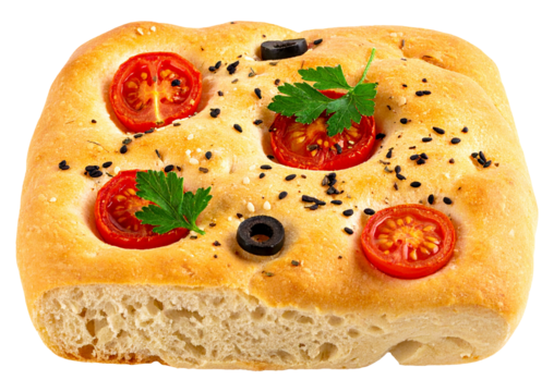 Fresh baked focaccia isolated object