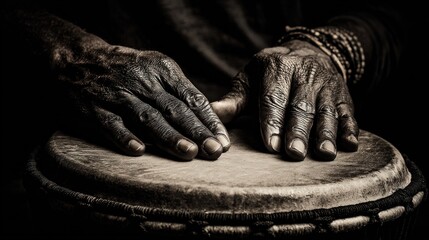Two hands playing drum realistic photo musical rhythm percussion performance beat