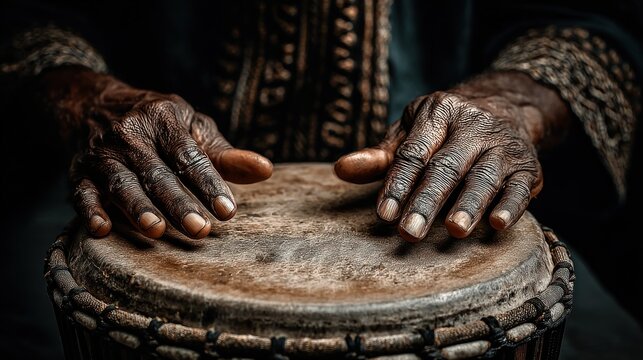 Two hands playing drum realistic photo musical performance percussion beat rhythm - Powered by Adobe