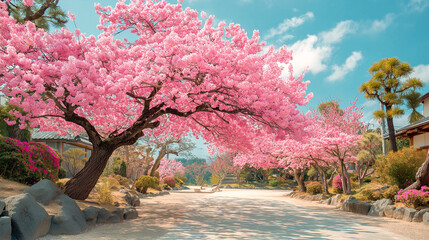 blooming cherry tree in spring